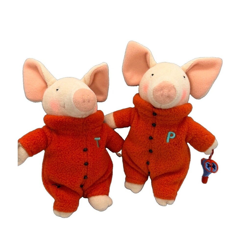 Toot & Puddle 6” Mini Plush Stuffed PIGS W/Ornaments HTF 1997 Crocodile Creek